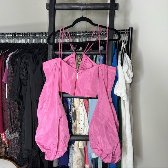 Silvia Tcherassi Benazir Crop Rose Puff Sleeve Top - Picture 14 of 17